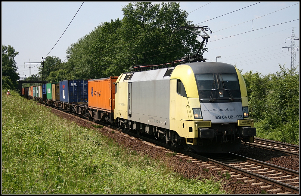 boxXpress ES 64 U2-008 und Containerzug (NVR-Nummer 91 80 6182 508-2 D-DISPO, Eigentum MRCE, seit 2009 vermietet, gesehen Lehrte-Ahlten b. Hannover 24.06.2010)