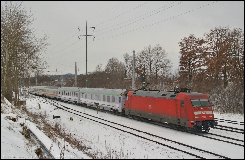 DB Fernverkehr 101 073 mit dem  Wawel  Richtung Berlin am 12.03.2013 in Diedersdorf