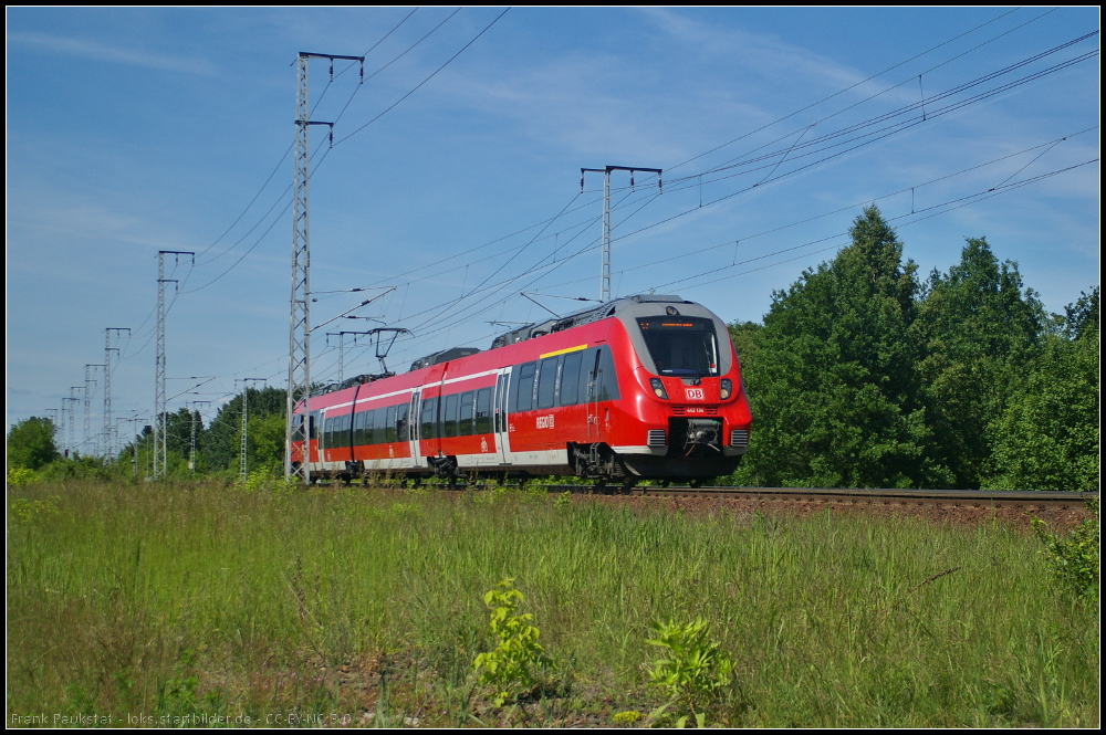 DB Regio 442 134 auf Testfahrt am 05.06.2013 in der Berliner Wuhlheide