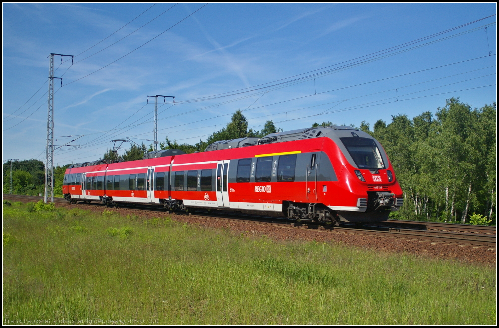 DB Regio 442 138 auf Testfahrt am 05.06.2013 in der Berliner Wuhlheide