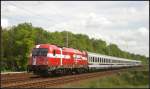 PKP Intercity EU44-003 / 5370 003  Danmark  am 10.05.2012 mit dem Berlin-Warschau-Express in Berlin-Friedrichshagen