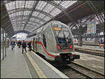 Steuerwagen voraus kam der IC2440 nach Stuttgart am 20.03.2021 in den Leipziger Hauptbahnhof auf Gleis 15 eingefahren (D-DB 50 80 86-81 869-9 DBpbzfa 668.2, DB Fernverkehr AG)
