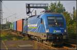 Fr die Mittelweserbahn ist 182 912-6 wieder im Einsatz. Am 05.09.2014 kommt sie mit einem Container-Zug durch Uelzen