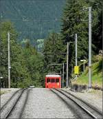 Der  petit train rouge  kommt aus Chamonix Mont Blanc und ist nach Montenvers Mer de Glace unterwegs.