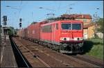 DB 155 046-6 und einem gemischtem Gterzug Richtung Seddin (gesehen Michendorf 03.06.2010 - Update 09/2011: Verkauf an MEG)