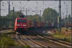 DB Schenker 152 053-5 mit langen Container-Zug am 05.09.2014 durch Uelzen