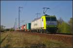 ITL 145 095-6 mit Container in Berlin Wuhlheide, 23.04.2015.