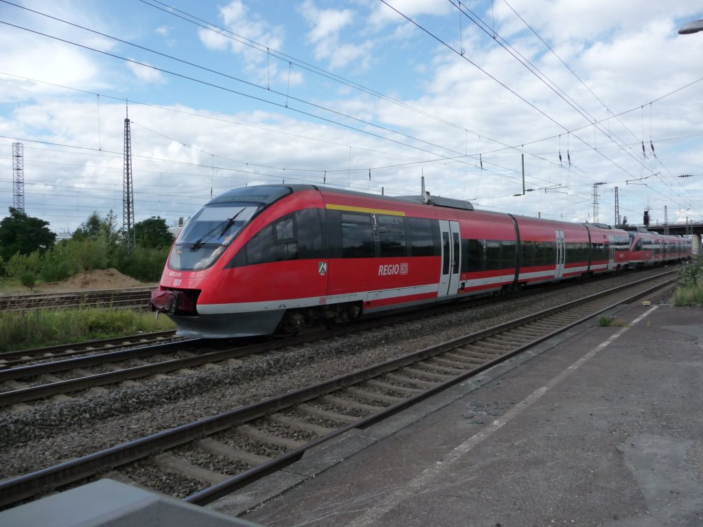 643 039 am 06.08.2012 in H�rth. Der Zug f�hrt nach Bonn, um dort als RB30 bereitgestellt zu werden.