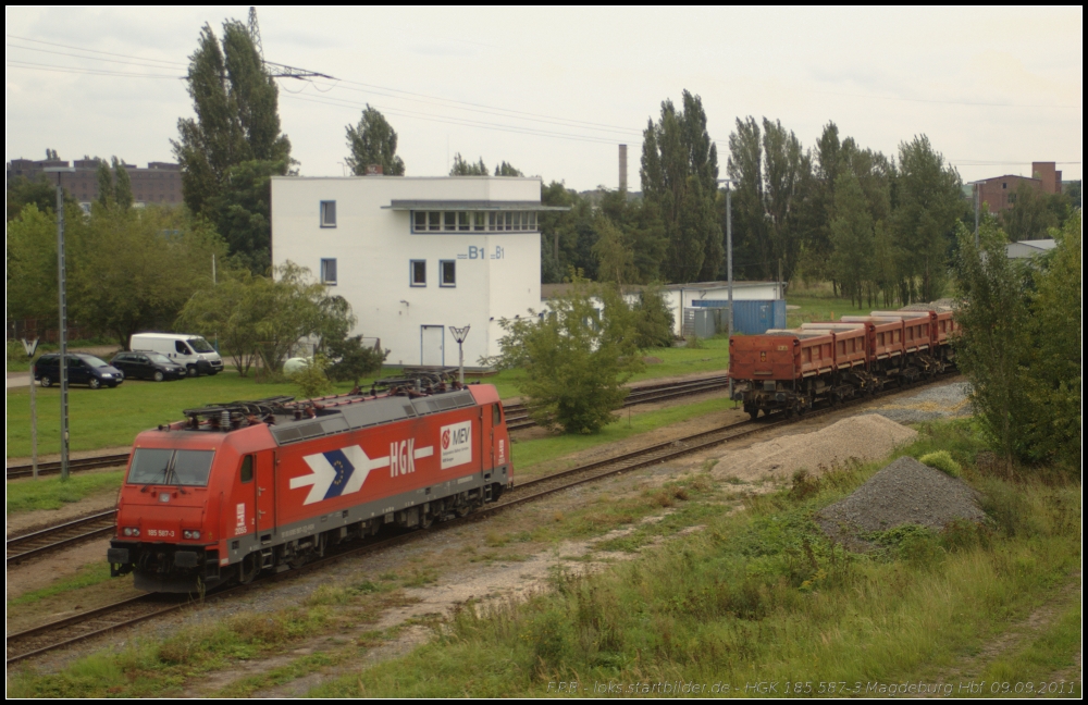 HGK 185 587-3 abgestellt in Magdeburg-Eichenweiler am 09.09.2011