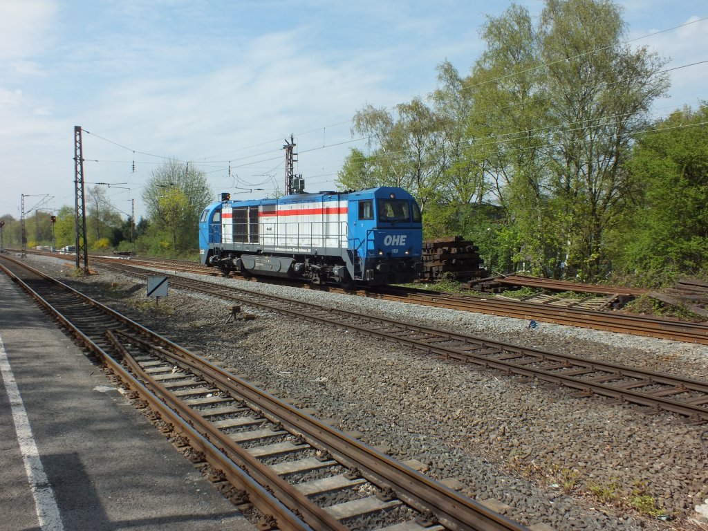 Lok 1028 (Typ G2000.1) der OHE am 25.04.2013 in Duisburg-Meiderich Ost.