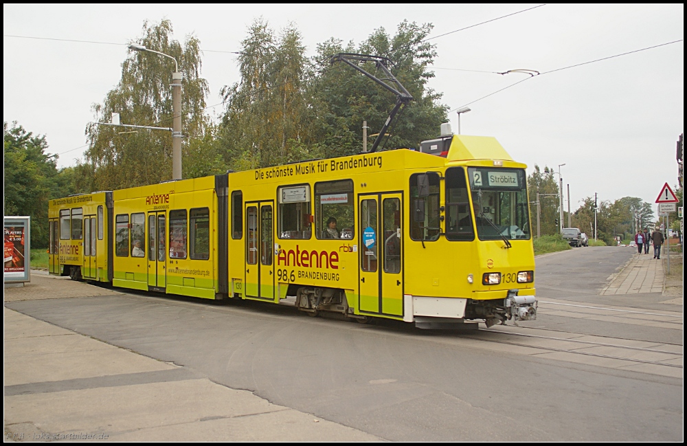 Tw 130 der Cottbusverkehr auf der Linie 2 nach Strbitz (gesehen Cottbus Jessener Strae 05.10.2010)