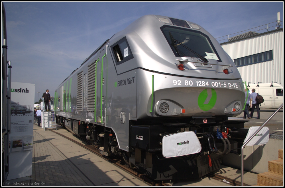 Vossloh ist auch mit der EUROLight 284 001 auf der InnoTrans 2012 in Berlin vertreten (NVR-Nummer 92 80 1284 001-5 D-VE)