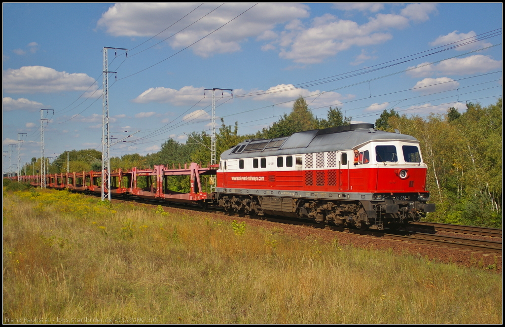 DB Schenker 232 658 fuhr mit leeren Laes-Wagen von DB Schenker VTG und einem bestens aufgelegten Tf am 28.08.2014 durch die Berliner Wuhlheide nach Oderbrcke. Gru zurck!