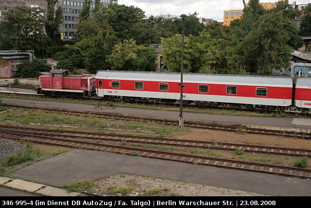 DB AutoZug 346 995-4 im Dient bei der Fa. Talgo (Berlin Warschauer Str. 23.08.2008).