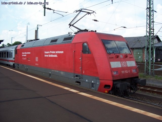 DB Fernverkehr 101 112-1  Unsere Preise schonen Ihren Geldbeutel  schiebt den IC nach Bebra (07.06.2007).