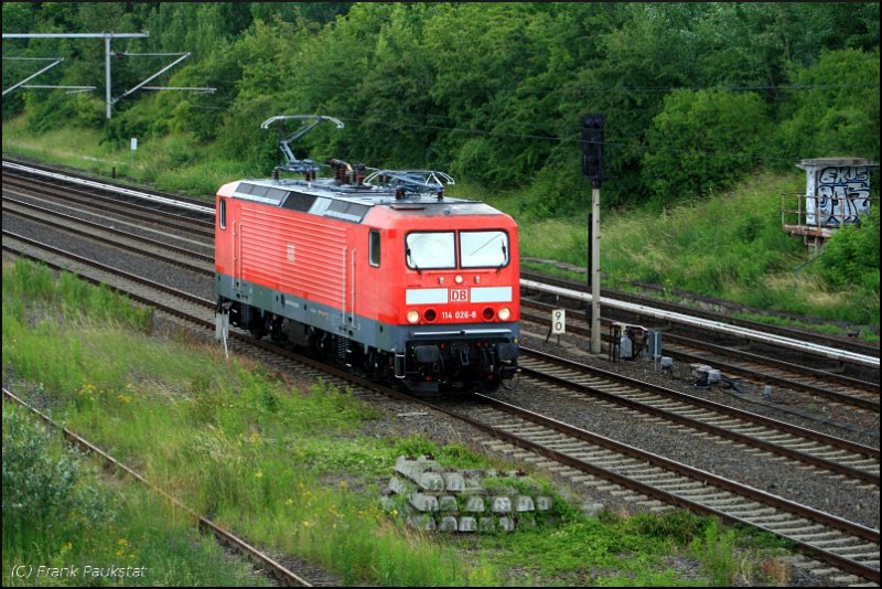 DB Regio 114 026-8 Lz nach Lichtenberg in Berlin Landsberger Allee, 20.06.2009 (ex 112 026-0)
<p>
++ 17.05.2019 bei Fa. Bender, Opladen