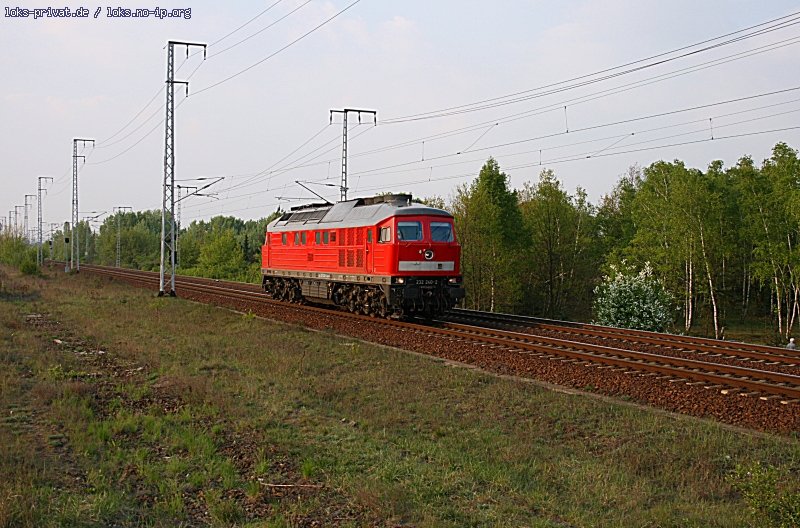 DB Schenker 232 240-2 solo in der Berliner Wuhlheide unterwegs, 23.04.2009