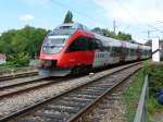 4024 032 der S-Bahn Vorarlberg (�BB) bef�hrt am 11.07.2009 gerade den Bodenseedamm in Lindau.
