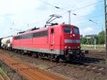 Railion 151 055-1 mit Kesselzug (Bebra, 07.06.2007)