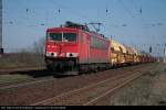 DB Schenker 155 182-9 mit Schüttgut Richtung Seddin (Saarmund, 02.04.2009).