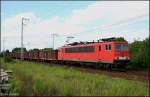 DB Schenker 155 257-9 und Eas-x-Wagen (Berlin Wuhlheide, 21.07.2009)    Update: In Rostock-Seehafen z; 08/2013 nach Mukran überführt; 2015 in Rostock-Seehafen z; ++ 28.08.2015 in Opladen