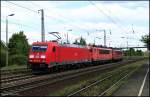 DB Schenker 185 368-8 und kalt dahinter DB 155 229-8 und DB 155 182-9 (NVR-Nummer: 91 80 6185 368-8 D-DB, gesichtet Nuthetal-Saarmund, 05.08.2009)