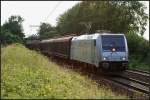 TXL 185 696-2 mit Transwaggon-Wagen (NVR-Nummer 91 80 6185 696-2 D-Rpool, Eigentum Railpool, seit 05/2010 vermietet, gesehen Lehrte-Ahlten b. Hannover 24.06.2010)