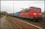 RAILION DB Logistics 151 069-2 und einem Containerzug (gesehen Bebra 14.10.2010)