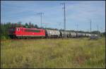 DB Schenker 155 182-9 mit einem Kesselzug am 20.08.2011 in der Berliner Wuhlheide