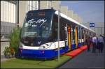 Niederflurstraenbahn Skoda ForCity RIGA fr die lettische Stadt Riga auf der InnoTrans 2012 in Berlin