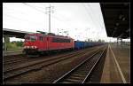 DB Schenker 155 207-4 mit Eas-Wagen (gesehen Berlin Schönefeld Flughafen 22.08.2010)    Update: 2015 in Rostock-Seehafen z; ++ 01.09.2015 in Opladen