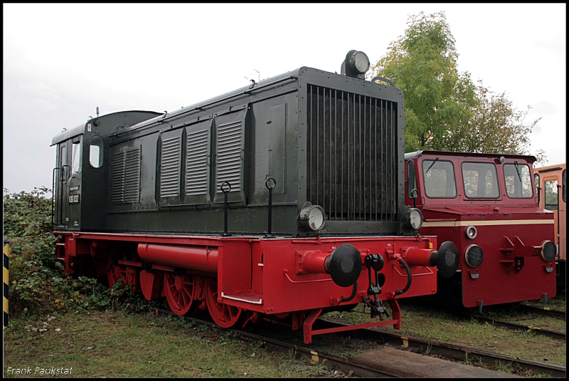 V 36 032 wurde von der Bauart ursprünglich für die Wehrmacht gebaut (Privatbesitz; ex DMV Erfurt, Blechverpackung Erfurt, DR, Eisenbahnfest des TEV zum Weimarer Zwiebelmarkt, Weimar 10.10.2009)